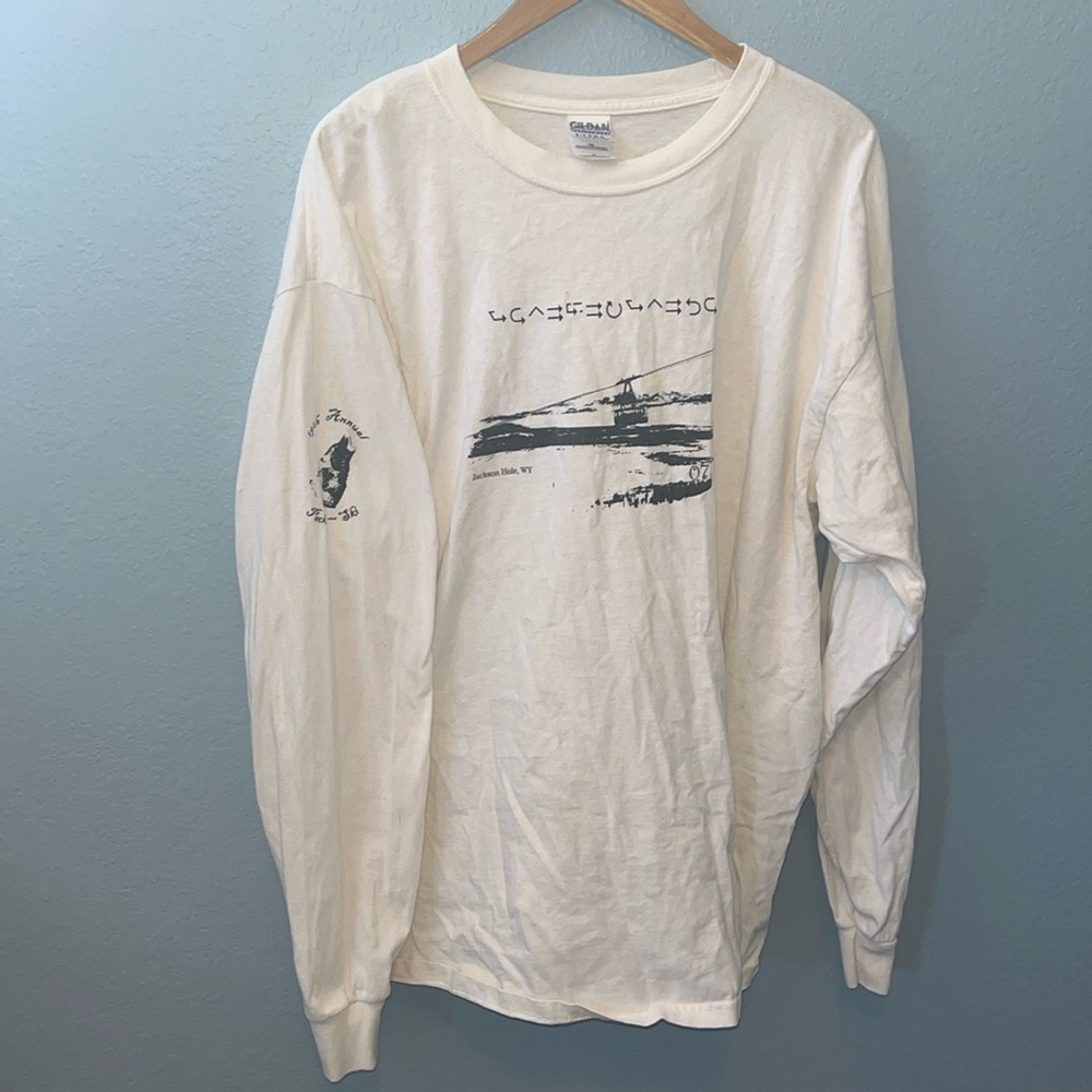 Jackson Hole Wyoming Pack-Ski 2007 Long sleeve Shirt XL White/Black graphic